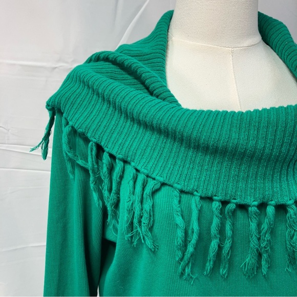 Rafaella Cowl Neck Fringe Long sleeve Sweater Womens XL Spring Soft‎ Boho bright - Picture 3 of 14